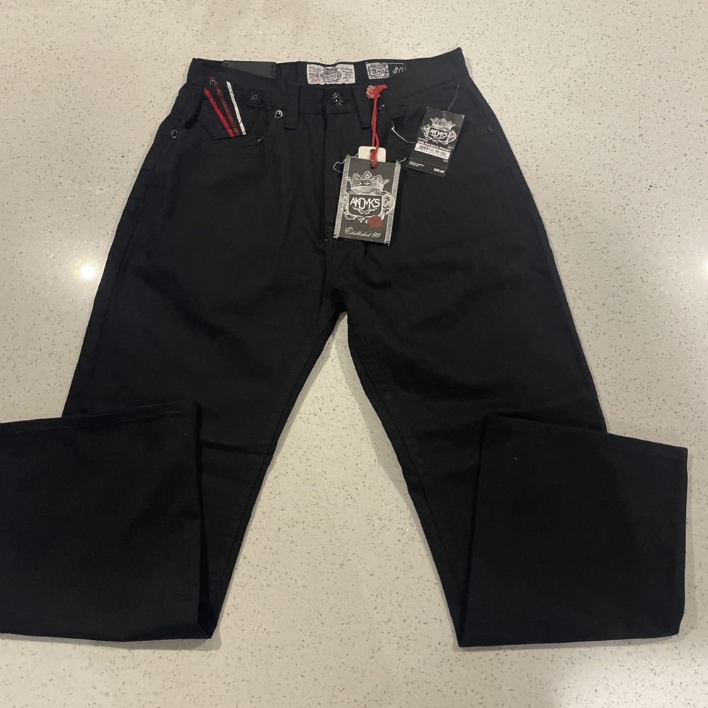 Akademiks AKDMKS True Fit Size A Men's Black Jeans 30/28 NWT Wide Leg
